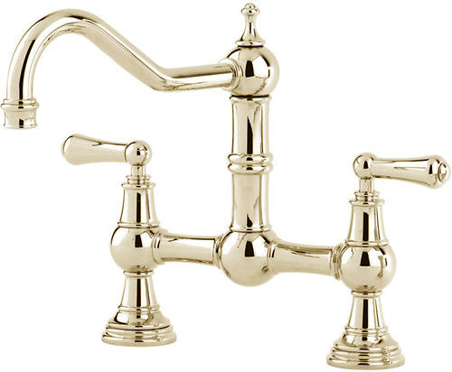 Additional image for Bridge Kitchen Tap With Lever Handles (Gold).