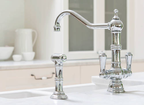 Additional image for Kitchen Tap With Rinser & Lever Handles (Chrome).