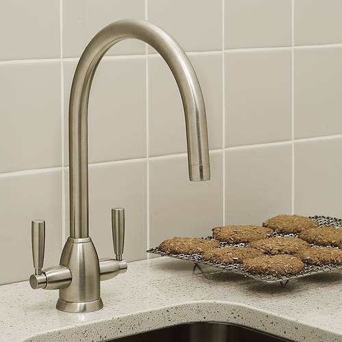 Additional image for Kitchen Mixer Tap With Twin Lever Handles (Pewter).