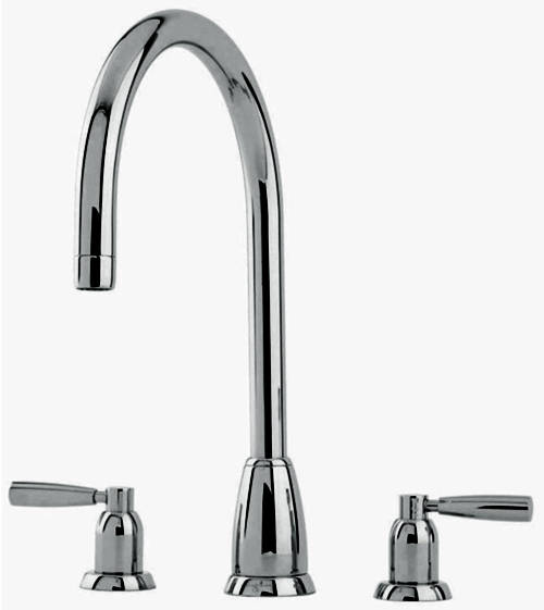 Additional image for 3 Hole Kitchen Tap With Lever Handles (Pewter).