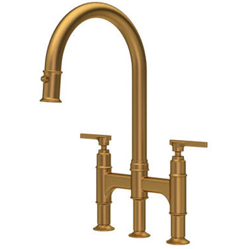Additional image for Kitchen Tap With Lever Handles & Rinser (Aged Brass).