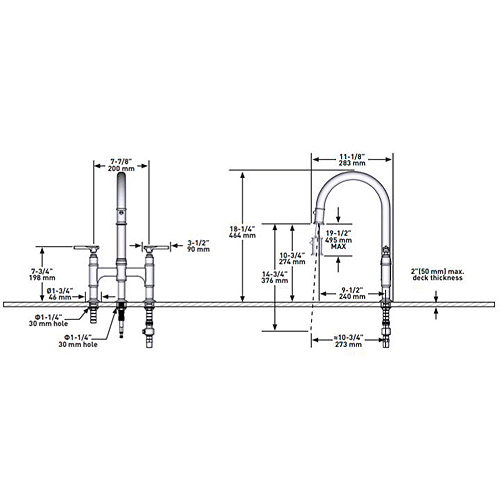 Additional image for Kitchen Tap With Lever Handles & Rinser (Chrome).