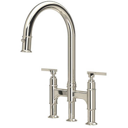Additional image for Kitchen Tap With Lever Handles & Rinser (Nickel).