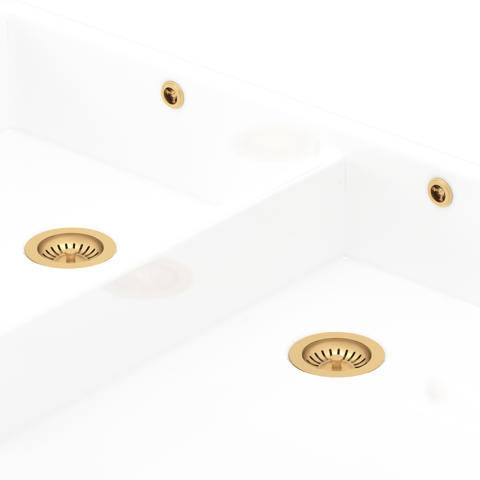 Additional image for Double Bowl Sink Waste and Overflow Kit (Satin Brass).