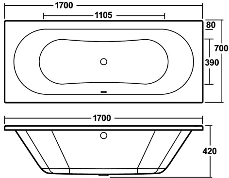 Additional image for Otley Double Ended Acrylic Bath. 1700x700mm.