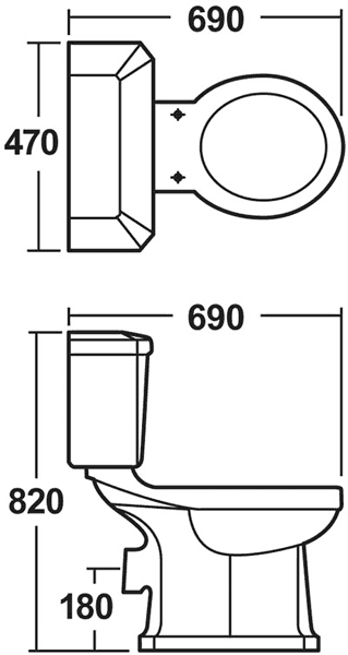 Additional image for Carlton Traditional Toilet With Cistern & Seat.