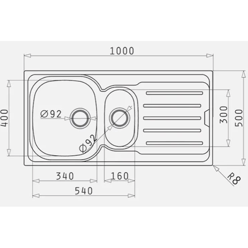Additional image for Vera Kitchen Sink 1000x500mm (Reversible, 1.5 Bowls).