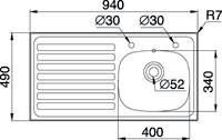 Additional image for Kitchen Sink, Waste & Tap. 940x490mm (Right Hand).