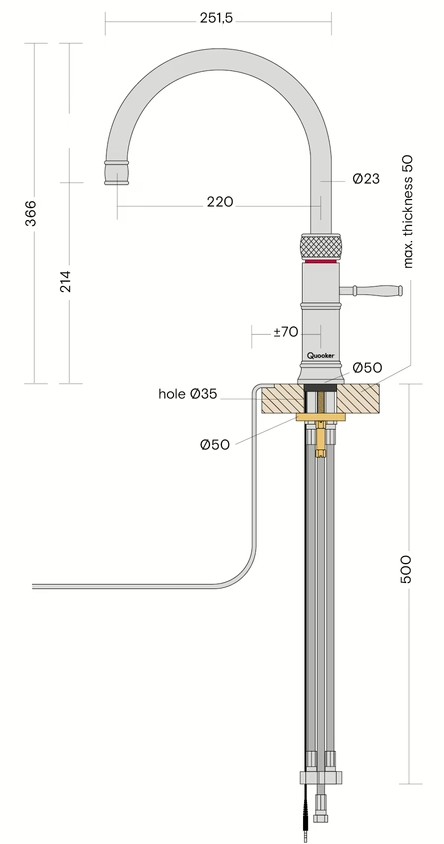 Additional image for Round Boiling Water Kitchen Tap. COMBI (Nickel).