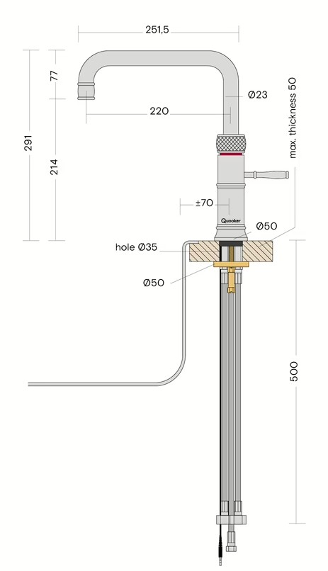 Additional image for Square Boiling Water Kitchen Tap. PRO3 (Polished Chrome).