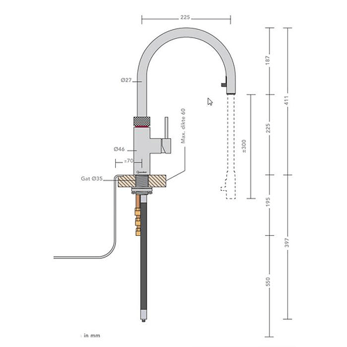 Additional image for 3 In 1 Boiling Water Kitchen Tap. PRO3 (Polished Chrome).