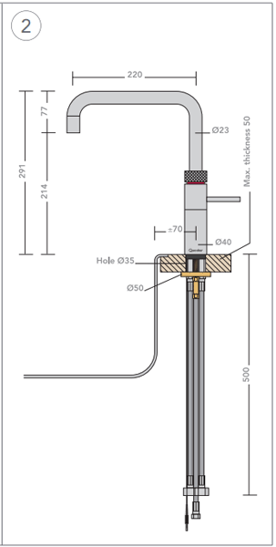 Additional image for Square Boiling Water Kitchen Tap. COMBI (Stainless Steel).