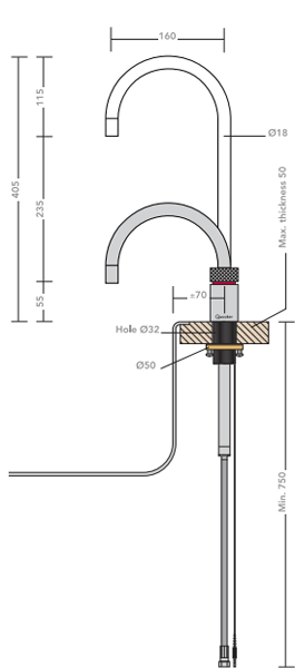 Additional image for Round Boiling Water Kitchen Tap. PRO3 (Polished Chrome).