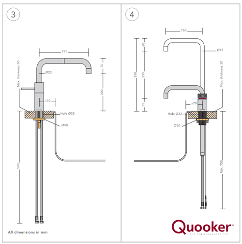 Additional image for Square Twintaps Instant Boiling Tap. PRO3 (Polished Chrome).