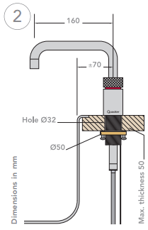 Additional image for Square Twintaps Instant Boiling Tap. COMBI (Polished Chrome).