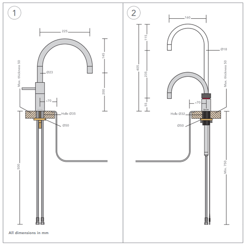 Additional image for Round Twintaps Instant Boiling Tap. PRO3 (Polished Chrome).