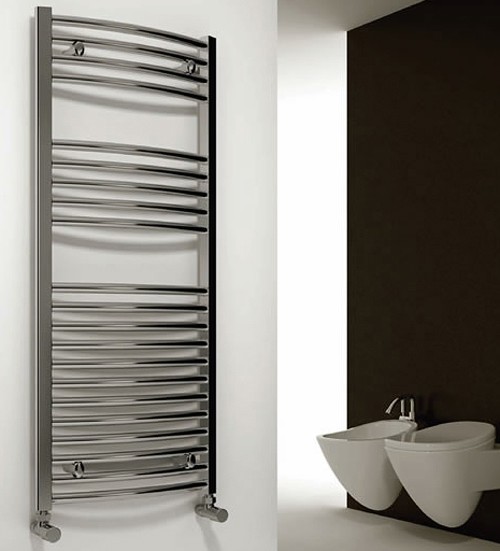 Additional image for Diva Curved Towel Radiator (Chrome). 800x600mm.