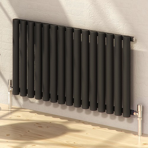 Additional image for Sena Horizontal Radiator (Black). 595x550mm.