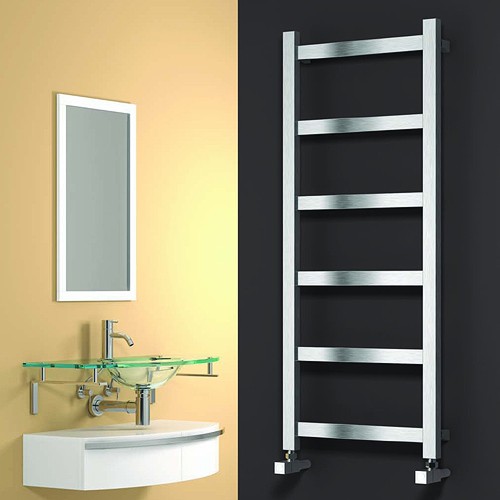 Additional image for Mina Towel Radiator (Satin Stainless Steel). 750x480.