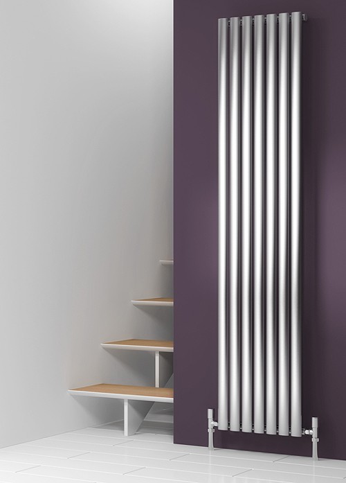 Additional image for Nerox Single Vertical Radiator (Brushed Steel). 295x1800.