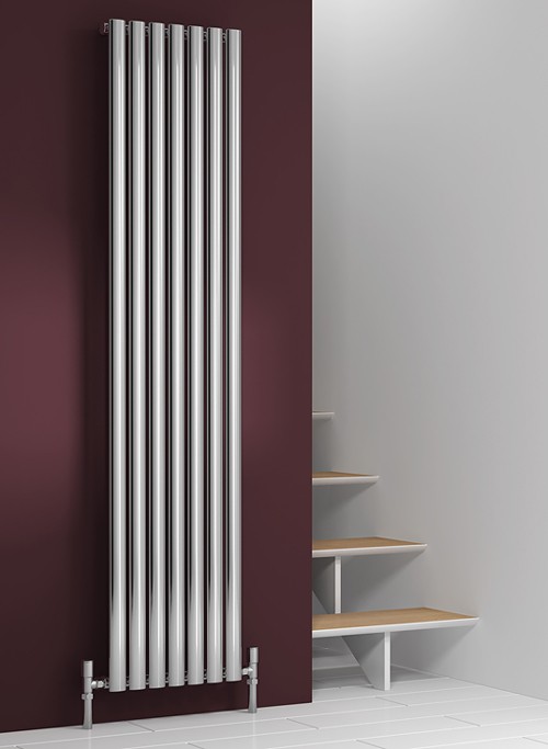 Additional image for Nerox Single Radiator (Polished Stainless Steel). 413x1800.