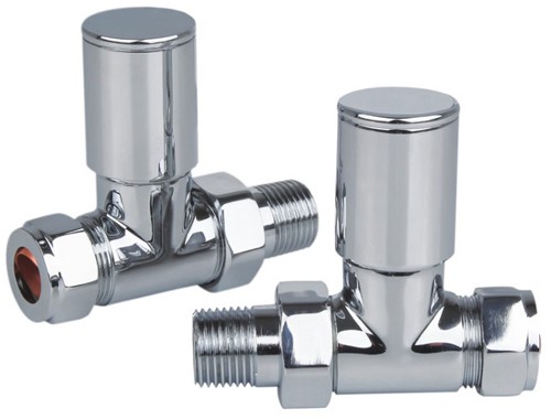 Additional image for Portland Straight Radiator Valves (Chrome).