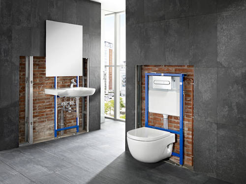 Additional image for Basin & WC  Frame With PL1 Dual Flush Panel (Grey).