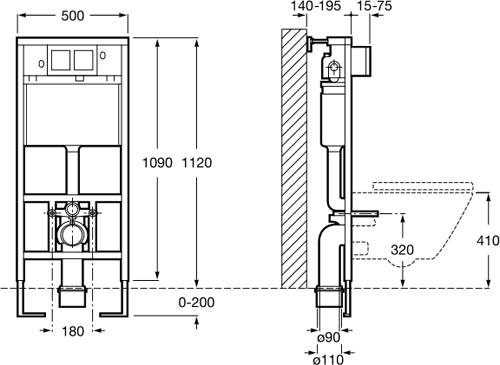 Additional image for PRO WC Frame, Dual Cistern & EP1 Electronic Panel (Black).