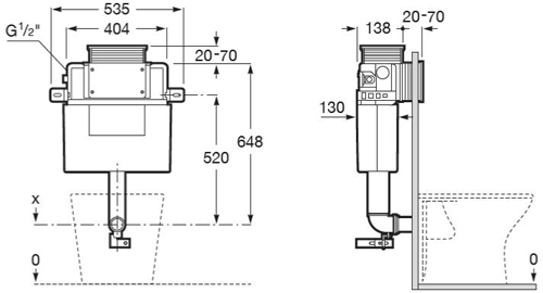 Additional image for Low Height Concealed Cistern & PL5 Dual Flush Panel (Chrome).