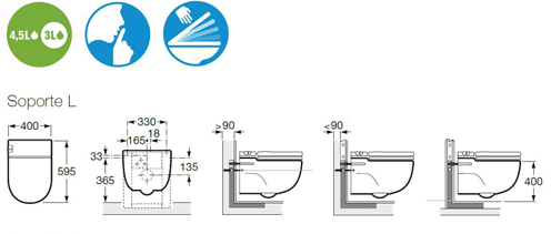 Additional image for Wall Hung Pan With Integrated Cistern & Seat (Stud Wall "L" Type).