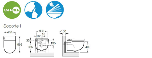 Additional image for Wall Hung Pan With Integrated Cistern & Seat (Solid Wall "I" Type).