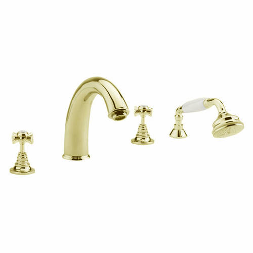 Additional image for 4 Hole Bath Shower Mixer Tap With Kit (Gold).