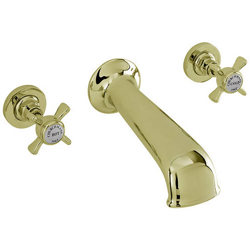 Additional image for 3 Hole Wall Mounted Bath Filler Tap (Gold).