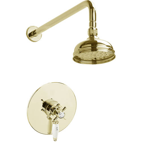 Additional image for Shower Valve With Arm & 130mm Head (Gold).