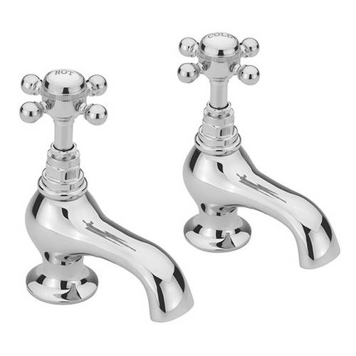 Additional image for Bath Taps With Crosshead Handles (Pair, Chrome).