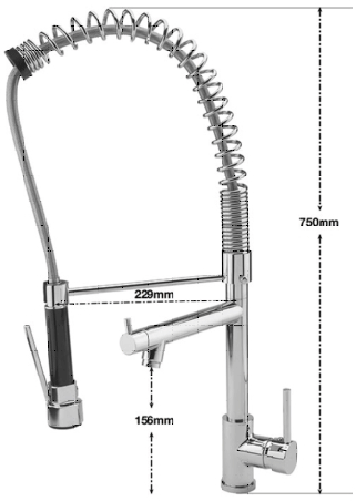 Additional image for Professional Kitchen Mixer Tap With Pull Out Spray (Chrome).
