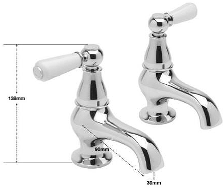 Additional image for Basin Taps With Lever Handles (Pair, Chrome).