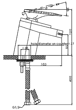 Additional image for Aqua 5 Waterfall Basin mixer tap + Free click clack slotted waste.