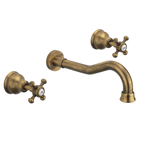 Additional image for 3 Hole Wall Mounted Basin Tap & Waste (Bronze).