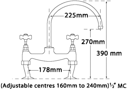 Additional image for Imperial Bridge Pillar Kitchen Tap (Chrome).