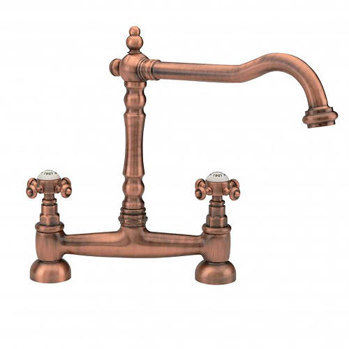Additional image for French Classic Bridge Mixer Kitchen Tap (Old Copper).