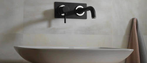 Additional image for Wall Mounted Basin Mixer Tap (150mm Spout, Matt Black).