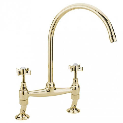 Additional image for Dual Flow  Bridge Sink Mixer Kitchen Tap (Antique Gold).