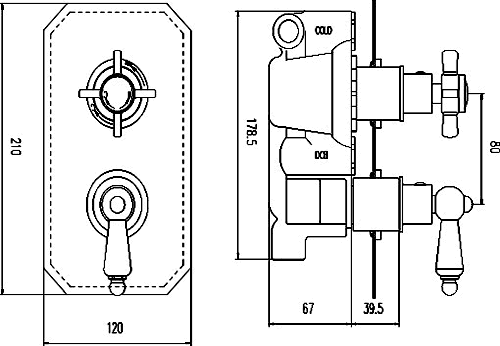 Additional image for Traditional Twin Concealed Thermostatic Shower Valve.