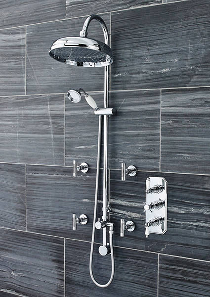 Additional image for Traditional Triple Thermostatic Shower Valve, Riser & Body Jets.