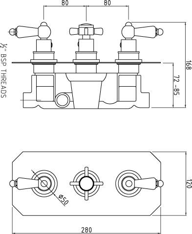 Additional image for Traditional Triple Thermostatic Shower Valve, Riser & Body Jets.