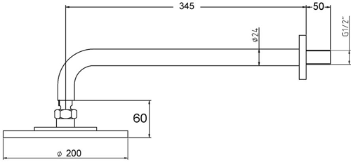 Additional image for Round Shower Head With Arm (200mm).