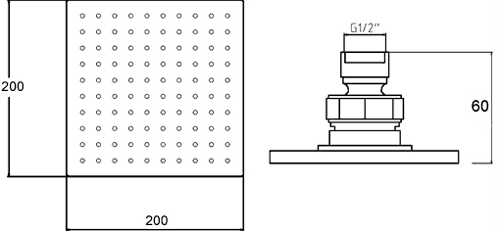 Additional image for Ultra Thin Square Shower Head & Ceiling Arm. 200x200mm.