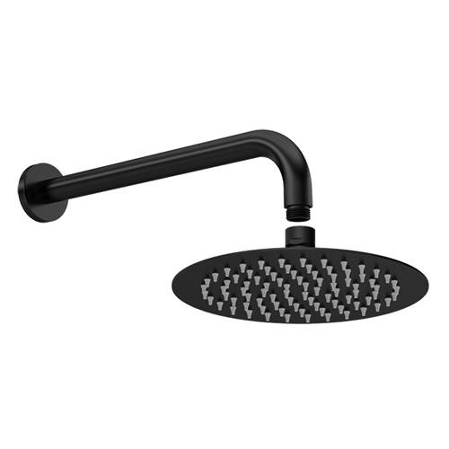 Additional image for Round Shower Head & Wall Mounting Arm (Matt Black).