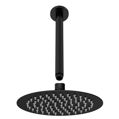 Additional image for Round Shower Head & Ceiling Mounting Arm (Matt Black).